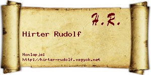 Hirter Rudolf névjegykártya